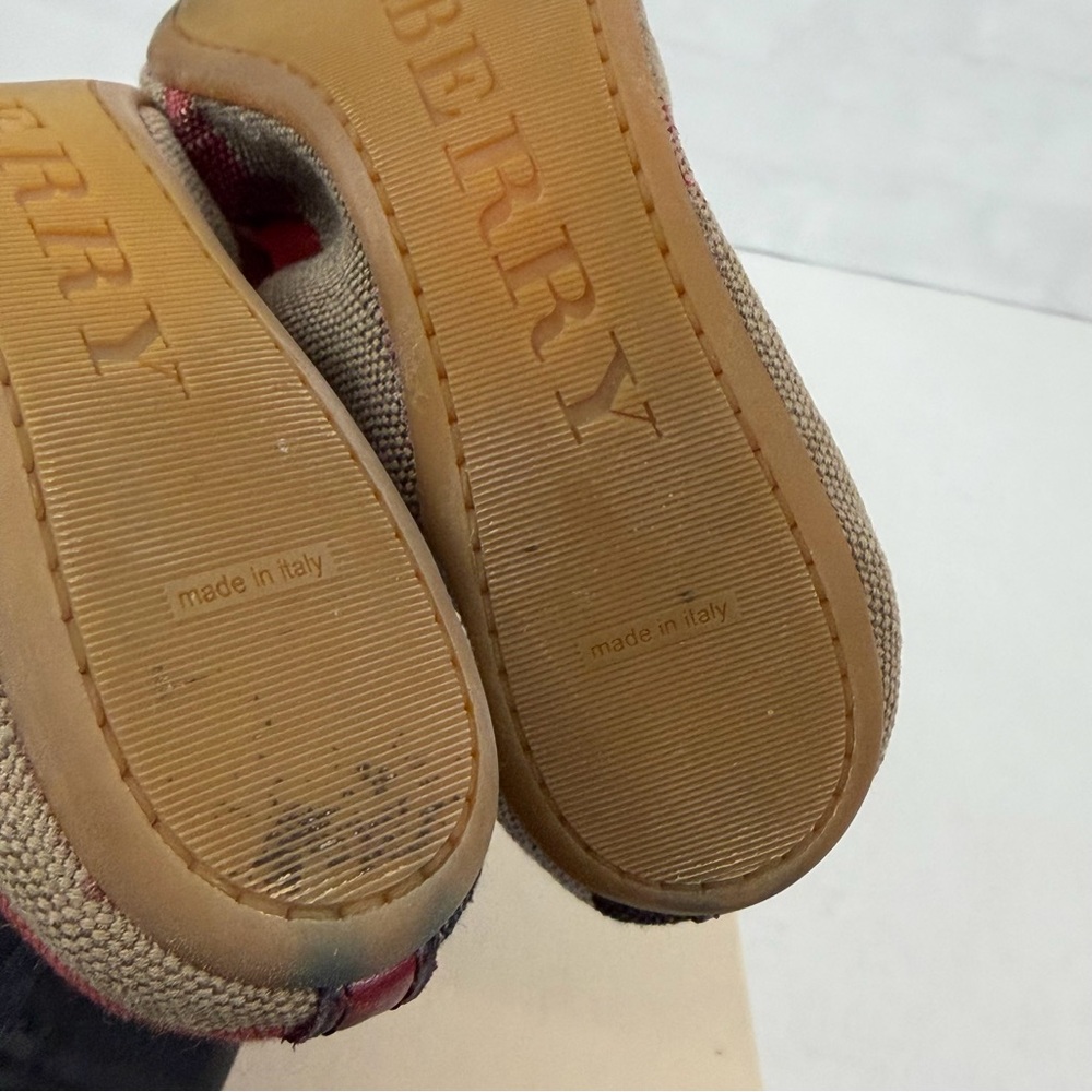 Burberry Canvas Check Truville Round Toe‎ Ballerina Flats Cadmium Red 37 US 7 - Picture 6 of 7
